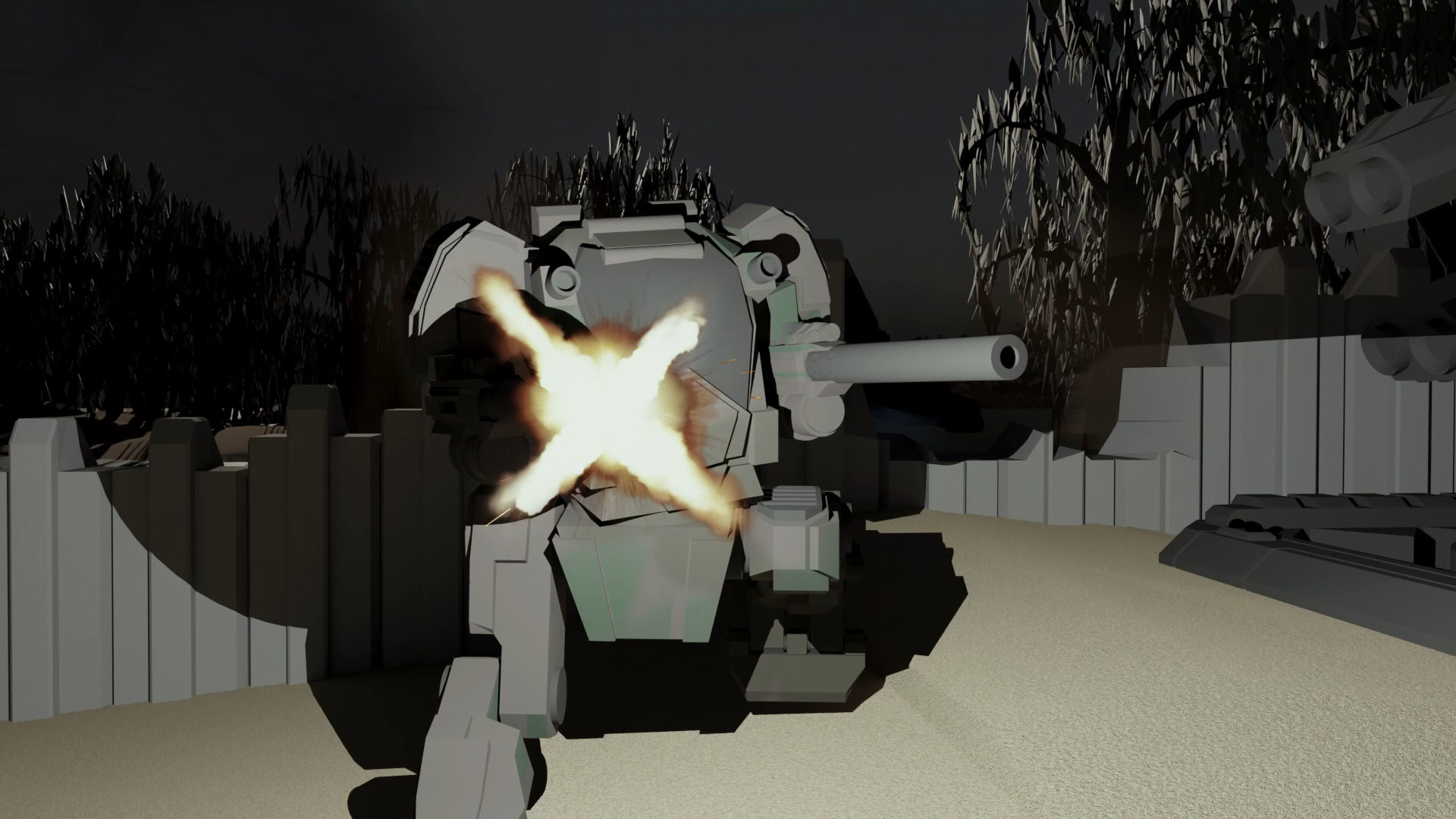 A Norman Class Battle Armor Attacking the Jethro Spaceport
